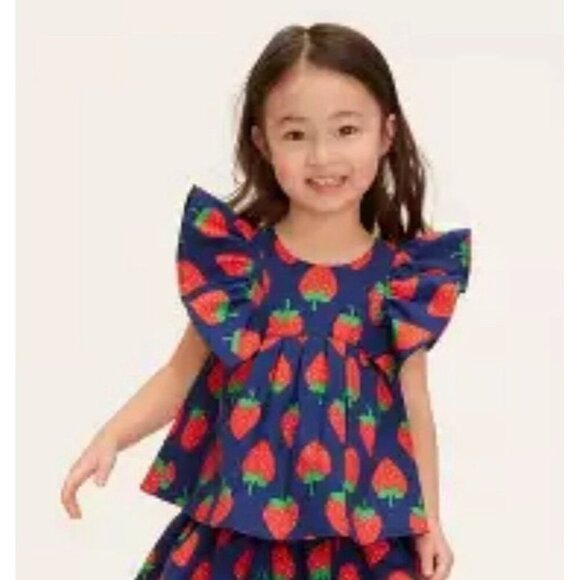 Kate Spade X Target Toddler Girls Navy Blue Red Strawberry Top-Size 4T Sold Out - Picture 1 of 4